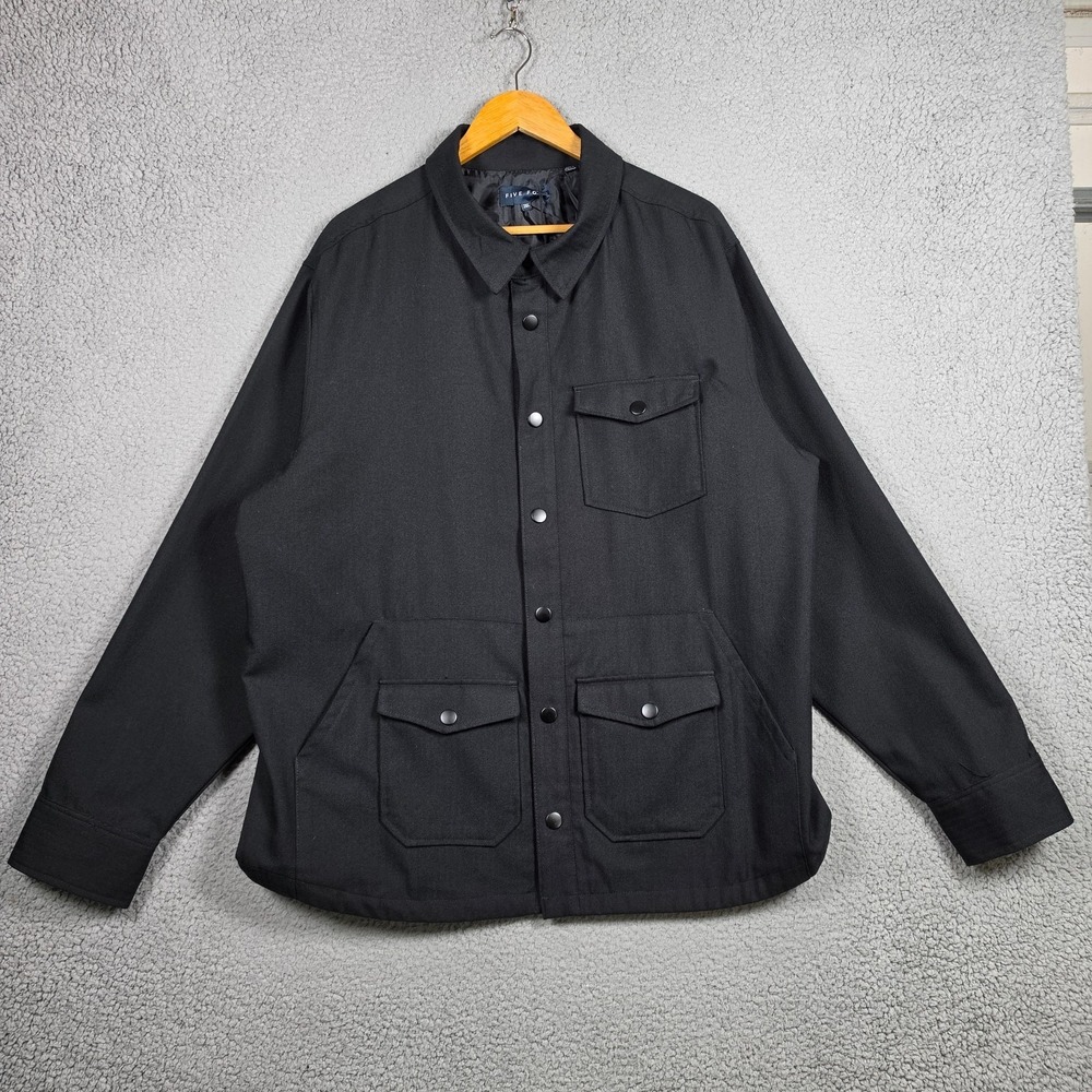 Five Four Shirt Jacket Mens Size 2XL Black Ultility Cresta Shacket Herringbon